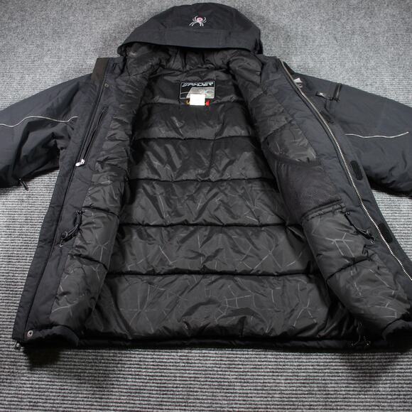 Spyder Ski Jacket Mens M Black Entrant GII Insulated Hooded Reflective Vintage - Picture 2 of 15